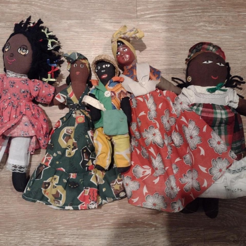 Lot of 5 Vintage Caribbean Souvenir Folk Art Rag Dolls Rare find